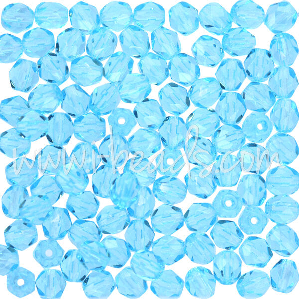 Perles rondes facettées 4 mm pierre gemme - Aigue-Marine x38cm - Perles & Co Perles rondes facettées 4 mm pierre gemme - Aigue-Marine x38cm - Perles & Co
