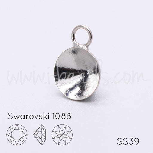 Vertiefte Anhängerfassung für Swarovski 1088 SS39 Rhodium (1)