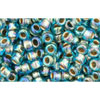 cc995 - perles de rocaille Toho 8/0 gold lined rainbow aqua (10g)