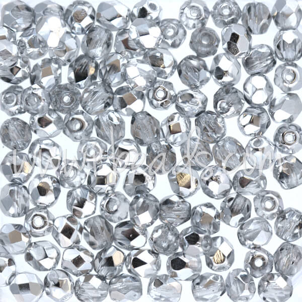 Perles facettes de bohème crystal comet light silver 4mm (100)