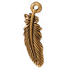 Achat Pendentif plume métal doré or fin vieilli 22mm (1)