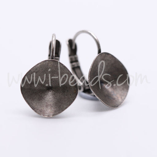 Serti boucle d'oreilles pour Swarovski 4470 12mm argenté vieilli (2)