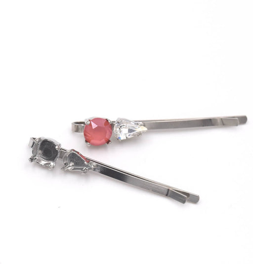 Achat Barrette plaqué platine rhodium à sertir avec  4328 10mm et 1088 SS39 - 5,1cm (1)