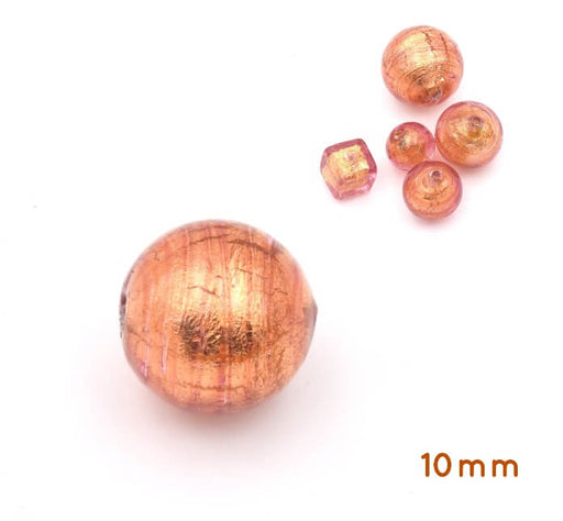 Kaufen Sie Perlen in der Schweiz Murano Glasperle Rund Copper und Gold 10mm (1)
