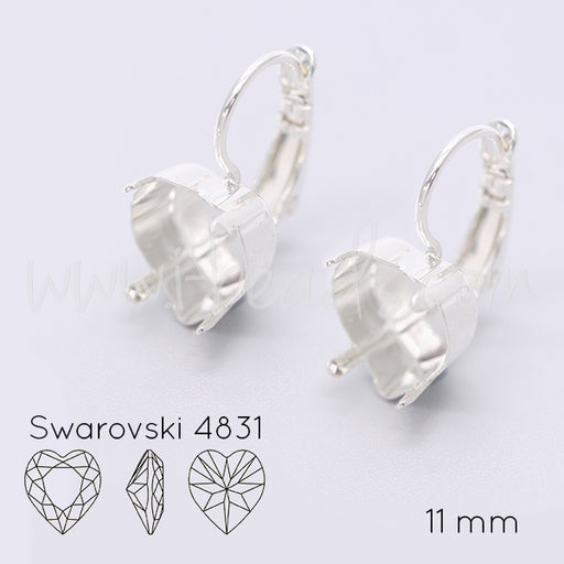 Ohrringfassung für Swarovski 4831 Herz 11mm silber-plattiert (2)