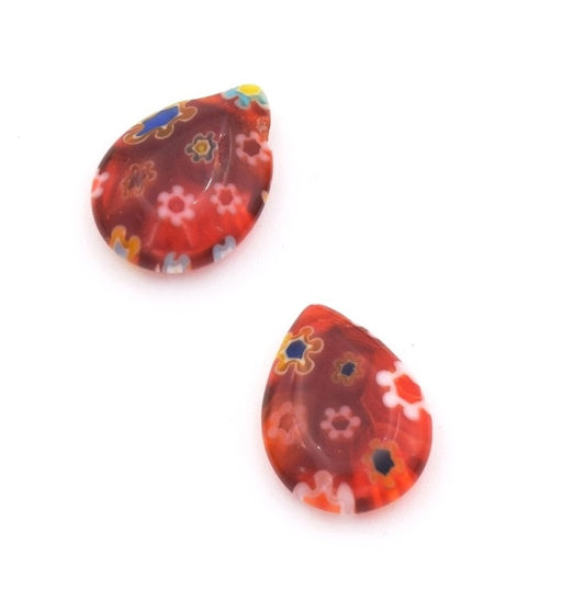 Kaufen Sie Perlen in der Schweiz Millefiori drop 14mm ROT (2)
