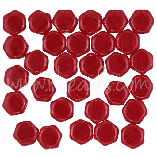 Honeycomb Perlen 6mm ruby transparent (30)