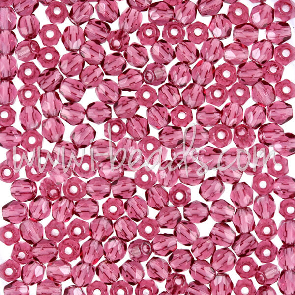 Perles facettes de boheme fuchsia 3mm (50)