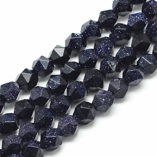 polygone, facette, Blue GoldStone ,10x9 mm, trou: 1 mm (X3 unités)