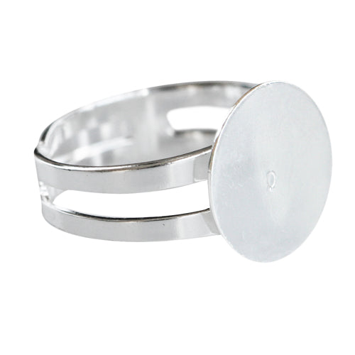 Ring mit Platte Verstellbar 14 mm Silberfarben (1)