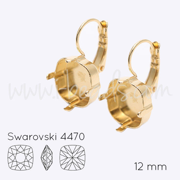 Serti boucle d'oreilles pour Swarovski 4470 12mm doré (2)