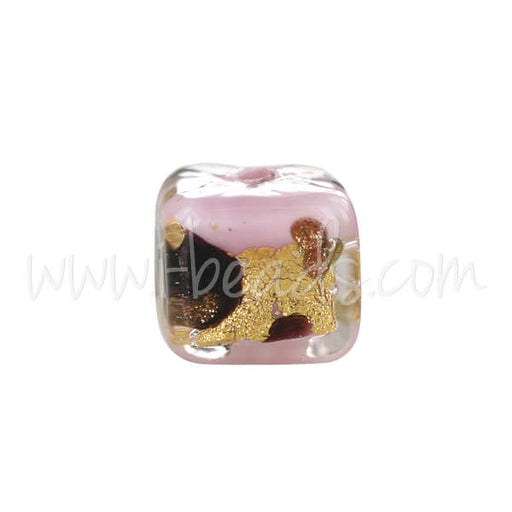 Kaufen Sie Perlen in der Schweiz Murano Glasperle Würfel Pink Leopard 6mm (1)