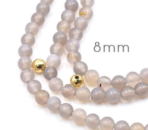 Achat Perles rondes agate grise  8mm sur fil 39 cm (1)
