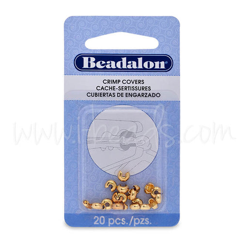 20 caches perles a écraser métal doré or fin 4mm (1)