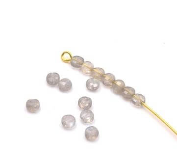 Labradorite Perles rondes plates à facettes 3.5mm trou:0.6mm (20)