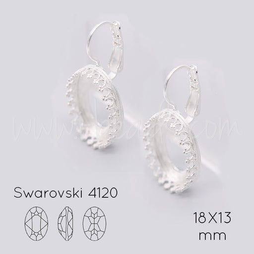 Vintage Ohrringfassung für Swarovski 4120 18x13mm silber-plattiert (2)