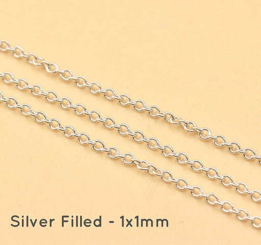 Kaufen Sie Perlen in der Schweiz Extra dünne Kette 1,3mm in Silber gefüllt (30cm)