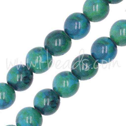 Perles rondes Azurite Chrysocolle 8mm sur fil (1)
