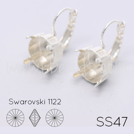 Ohrringfassung für Swarovski 1122 Rivoli SS47 silber-plattiert (2)