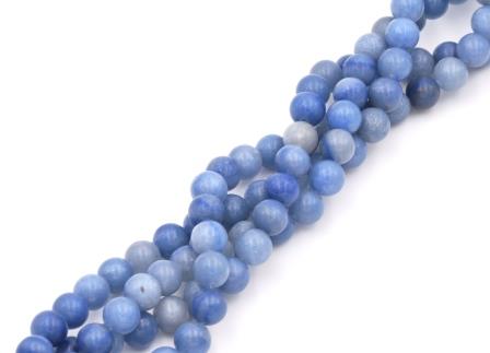 Perles rondes Aventurine Bleu 8mm sur fil 38 cm  47 perles (1 fil)