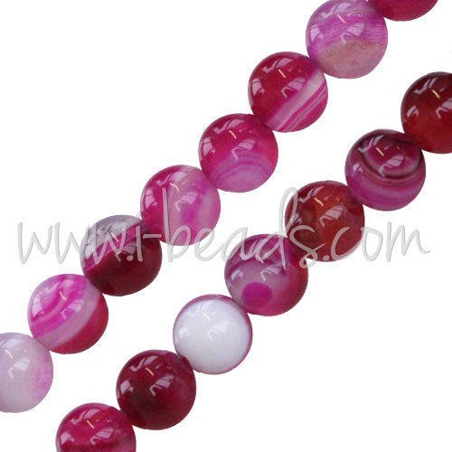 Perles rondes agate rose 6mm sur fil (1)