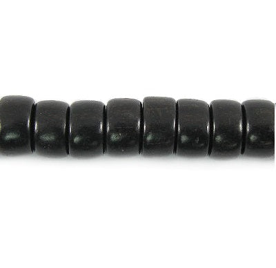 Perles pukalet heishi bois d'ébène sur fil 8x4mm trou 0.8mm (1)