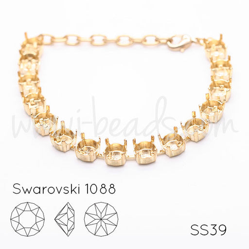 Bracelet sertir pour 15 Swarovski 1088 SS39 doré (1)
