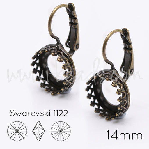 Serti boucle d'oreilles Vintage pour Swarovski 1122 14mm laiton (2)