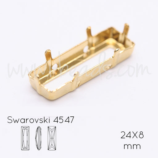 Serti à coudre pour Swarovski 4547 baguette princesse 24x8mm doré (1)