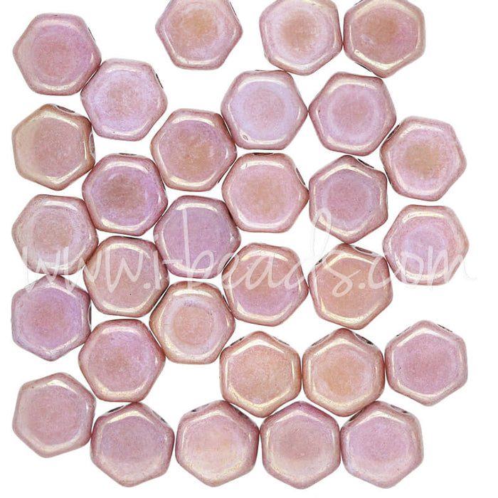 Honeycomb Perlen 6mm chalk red luster (30)