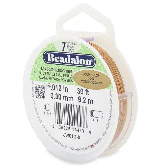 Beadalon fil câble 7 brins doré métallique 0.30mm, 9.2m (1)