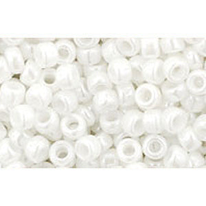Achat cc121 - perles de rocaille 8/0 opaque lustered white (10g)