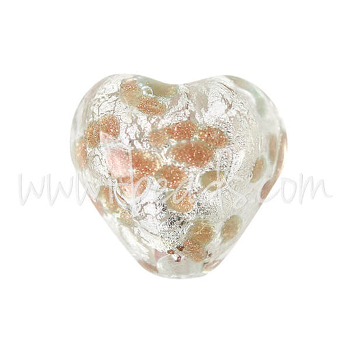 Perle de Murano coeur or et argent 10mm (1)