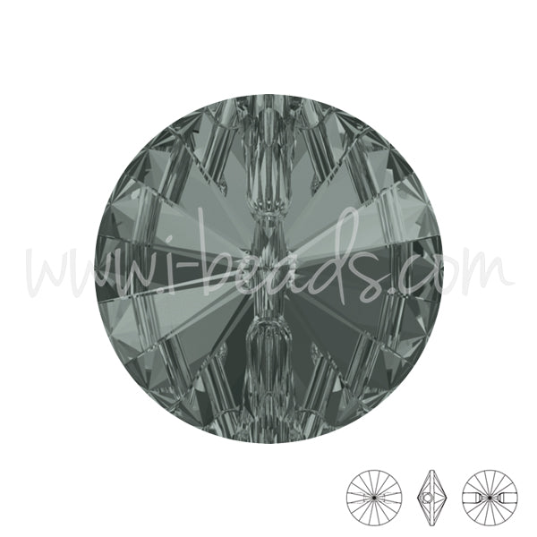 Bouton rond Swarovski 3015 black diamond 12mm (2)