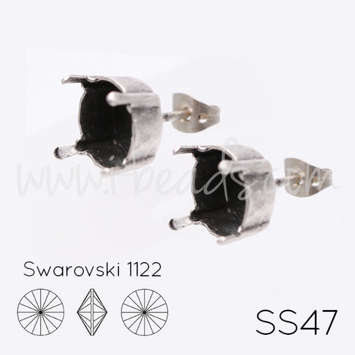 Ohrsteckerfassung für Swarovski 1122 SS47 antik silber-plattiert (2)