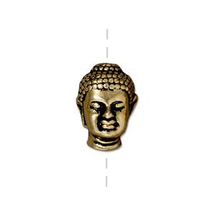 Perle Bouddha métal doré or fin vieilli 14mm (1)