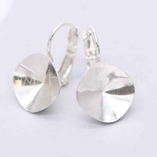 Vertiefte Ohrringfassung für Swarovski 4470 12mm silber-plattiert (2)