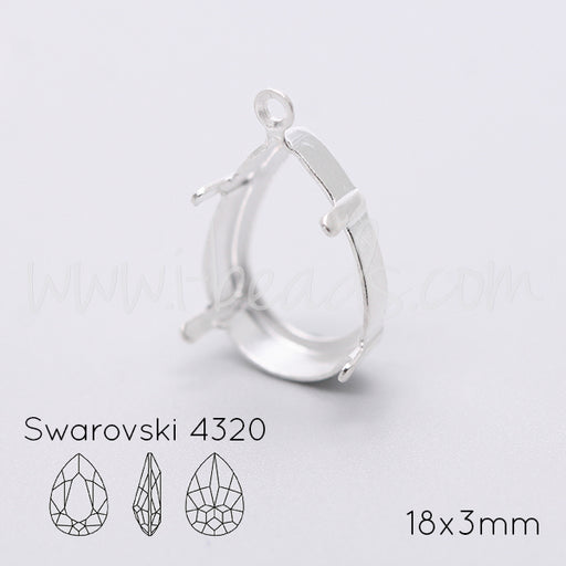 Serti pendentif pour Swarovski 4320 18x13mm argenté (1)