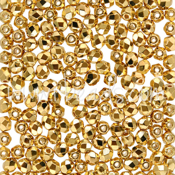 Glasschliffperlen gold plated 24k 3mm (50)