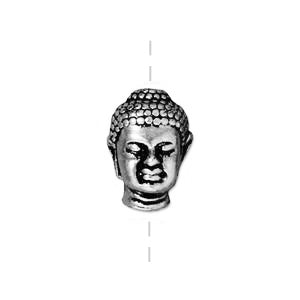 Perle Bouddha métal plaqué argent vieilli 14mm (1)