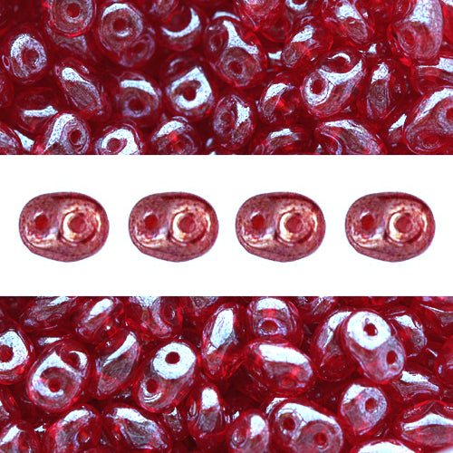 Perles Super Duo 2.5x5mm luster ruby (10g)