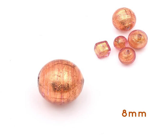 Kaufen Sie Perlen in der Schweiz Murano Glasperle Rund copper und Gold 8mm (1)