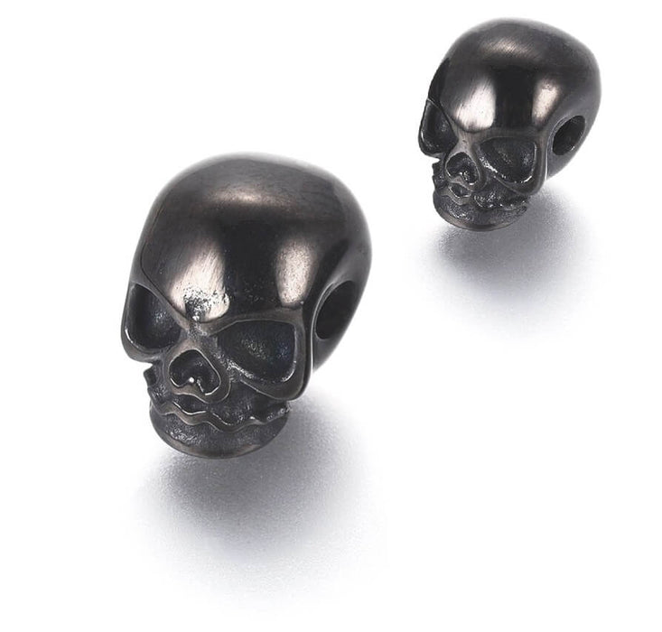 Perlen totenkopf Edelstahl schwarz 11mm, loch 2.5mm (1)