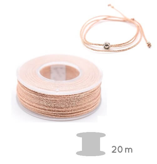 Polyester- und Metallfaden - ROSE GOLD 1 mm - (per Rolle verkauft - 20 m)