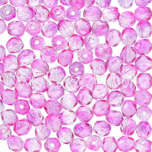 Glasschliffperlen coated hot pink 4mm (100)