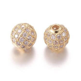 Kaufen Sie Perlen in der Schweiz Runde Perle besetzt mit Zirkonen Vergoldetes Messing 6x1,5 mm (1)