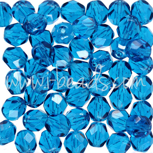 Kaufen Sie Perlen in der Schweiz Glasschliffperlen capri blue 6mm (50)