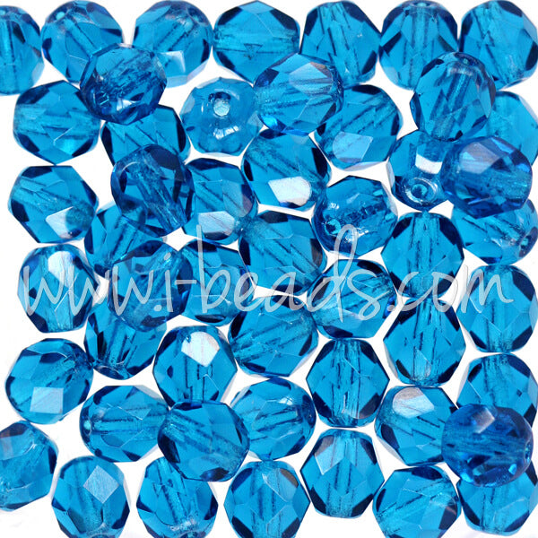 Perles facettes de bohème capri blue 6mm  (50)