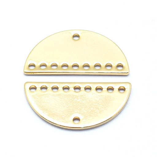 Lien connecteur demi lune en laiton doré - 9 trous - 21x10,5mm (1)