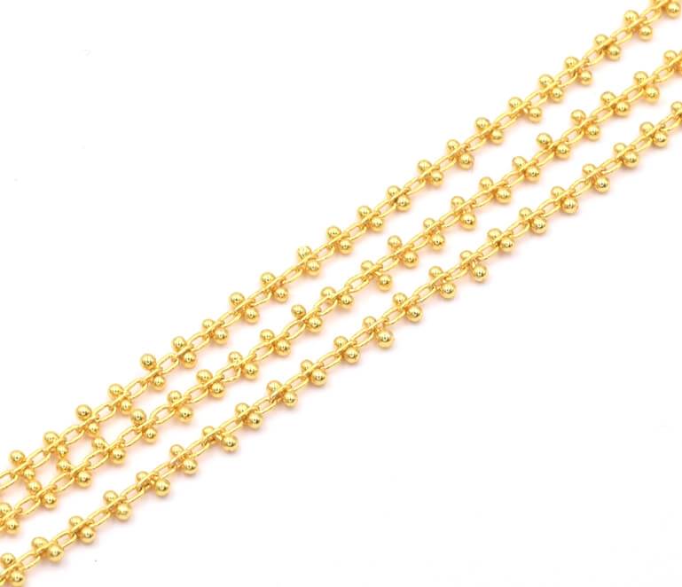 Chaine doré qualité - perlé style ethnique perles 1mm (50cm)